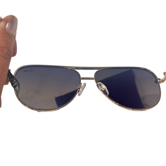Quay High Key Mini (Large) Aviator Sunglasses Rose Gold Multi Blue New - Picture 8 of 12